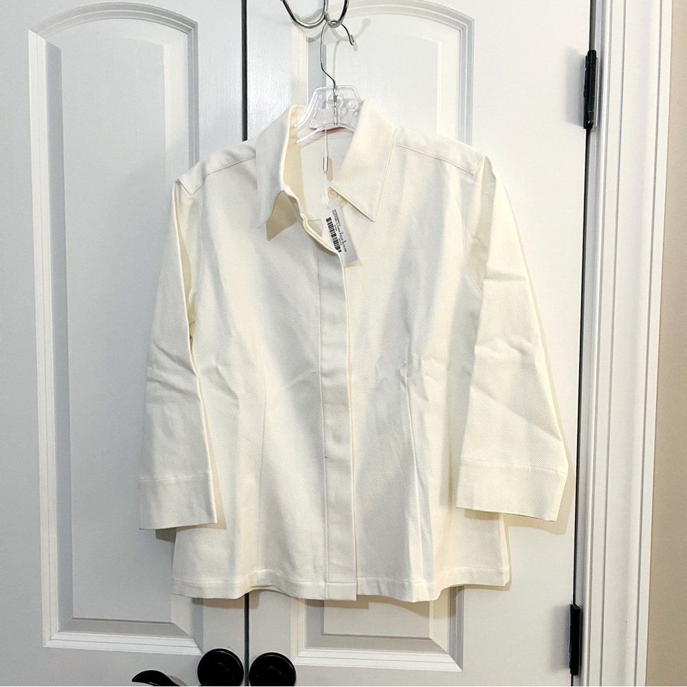 Leggiadro white collared button down women’s size 14 NWT